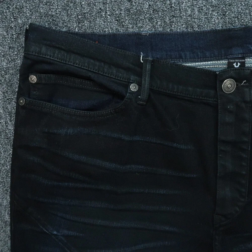 True Religion‎ Jeans Mens 44x34 Blue Geno Relaxed Slim Moto No Flap Dark Wash